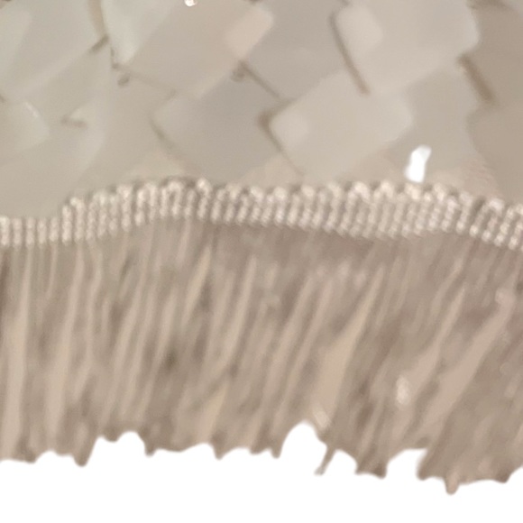 Robbie B Sequined fringe sleeveless black & white deepV mini dress roaring 20s M - Picture 4 of 11